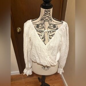 Altar'd State White Puff Sleeve Wrap Blouse, NWT